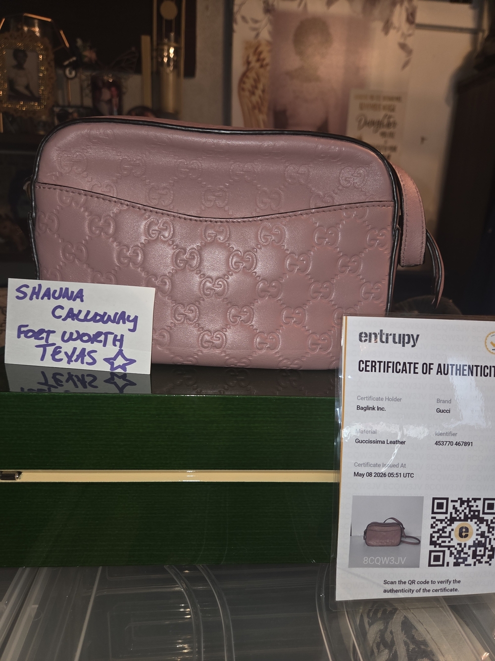 Gucci Pink Guccissima Leather Crossbody Shoulder Bag